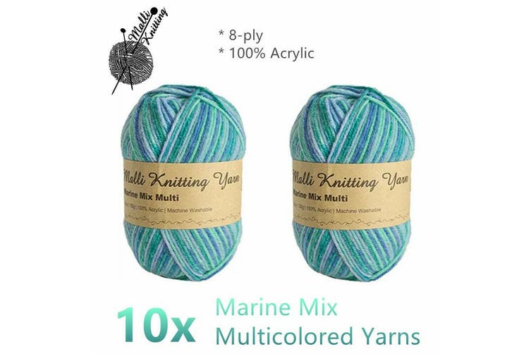 Knitting Yarn 8 Ply 100gm Multi Blue